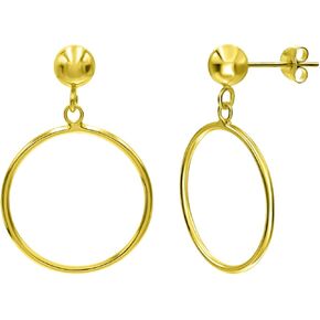 Sterling Silver Polished Open Round Drop Hoop Earrings 5mm Bead Post Dangle Earrings for Women