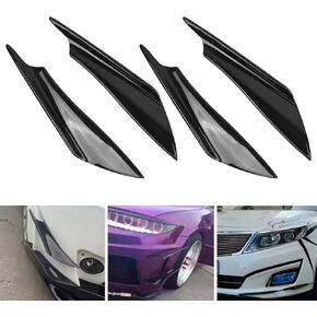 MASO Car Front Spoilers 4 Pcs Front Carbon Fin Splitter Exterior Emblems Set Black