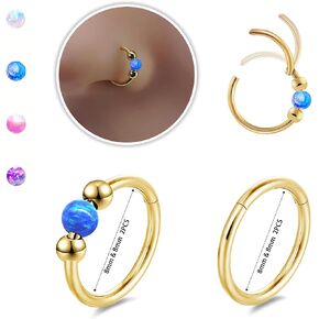 4PCS Nose Rings Opal 18G Nose Hoops 316L Surgical Steel Hypoallergernic Nose Piercings Jewelry for Women Nose Rings Suitable for Septum Rings Cartilage Earring Tragus Earring in Saudi Arabia