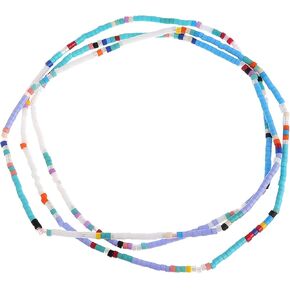 Seed Beads Stackable bracelet for Women, Handmade Boho Colorful Beaded Stretch Necklace Summer Beach Jewelry Gift.