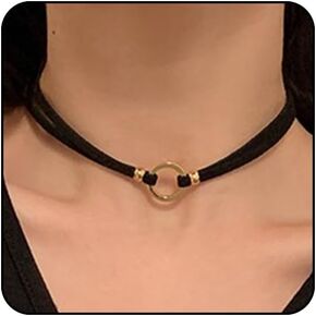 Black Choker Necklace for Women Thin Black Choker Black Velvet Choker Necklace Circle Tube Heart Choker Necklace Gothic Necklace 90s Jewerly