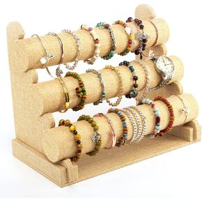 3 Tier Detachable Bracelet Display, Bracelet Holder Display, Bracelet Organizer, Bracelet Display Stand, For Bracelets, Necklaces, Bangles, Headbands, and Watches (Ice Velvet)