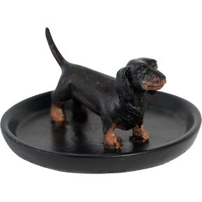 SOFFEE DESIGN Resin Dachshund Jewelry Tray, Storage for Ring Earring Necklace, Trinket Dish for Entryway Side Cabinet Bedside Table Washstand Dressing Table