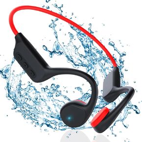 Bone Conduction Headphones Swimming,Bluetooth IPX8 Waterproof Swimming Headphones with Mic,32GB Memory,8Hrs Playtime,Sports Waterproof Headphones for Running Swimming Workouts (Black)