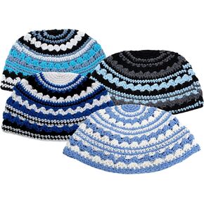4* Freak Kippah - Large 9" (23 cm) Assorted Colors Full Head Coverage Knitted Yarmulke Multi
