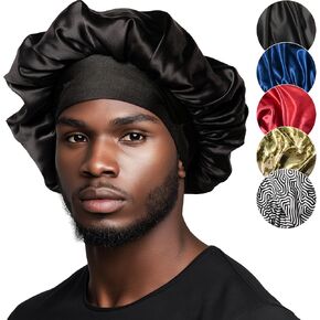 Niagara Satin Bonnet Men - Bonnet for Sleeping Men - Reversible Night Cap - Mens Bonnet for Curly Hair