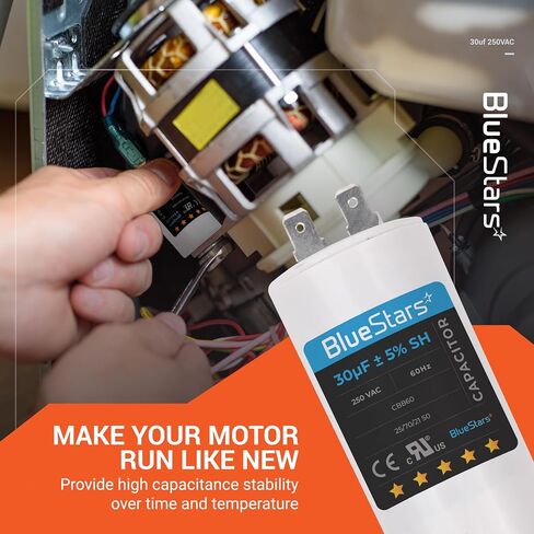 US CBB60 20uF Wire Lead Cylinder Motor Run SH Capacitor AC 450V Replacement Part by BlueStars - Compatible for Air Conditioner or Heat Pump Condenser in Saudi Arabia