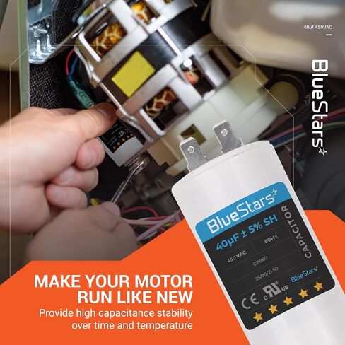 US CBB60 20uF سلك أسطوانة قيادة المحرك Run SH Capacitor AC 450V جزء بديل من BlueStars - متوافق مع مكيف الهواء أو مكثف المضخة الحرارية in Kuwait