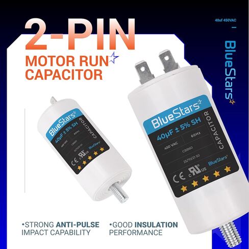 US CBB60 20uF سلك أسطوانة قيادة المحرك Run SH Capacitor AC 450V جزء بديل من BlueStars - متوافق مع مكيف الهواء أو مكثف المضخة الحرارية in Kuwait