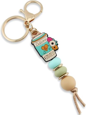 Coffee Cup Silicone Beads Keychain for Women and Men Cute Key Chain Holder for Car Keys Purse Backpack Charm in Kuwait