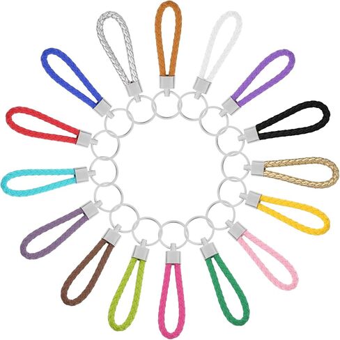 Lusofie 16PCS Braided Keychain Multicolour Handwoven Rope Keychain with Metal Ring,Woven Strap Keychain Rrings for Women Men in Saudi Arabia
