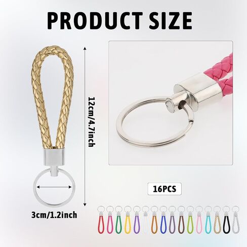 Lusofie 16PCS Braided Keychain Multicolour Handwoven Rope Keychain with Metal Ring,Woven Strap Keychain Rrings for Women Men in Saudi Arabia