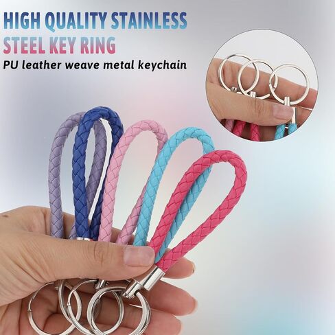 Lusofie 16PCS Braided Keychain Multicolour Handwoven Rope Keychain with Metal Ring,Woven Strap Keychain Rrings for Women Men in Saudi Arabia