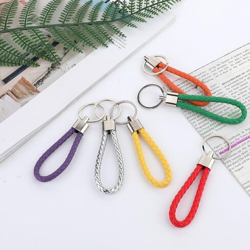 Lusofie 16PCS Braided Keychain Multicolour Handwoven Rope Keychain with Metal Ring,Woven Strap Keychain Rrings for Women Men in Saudi Arabia