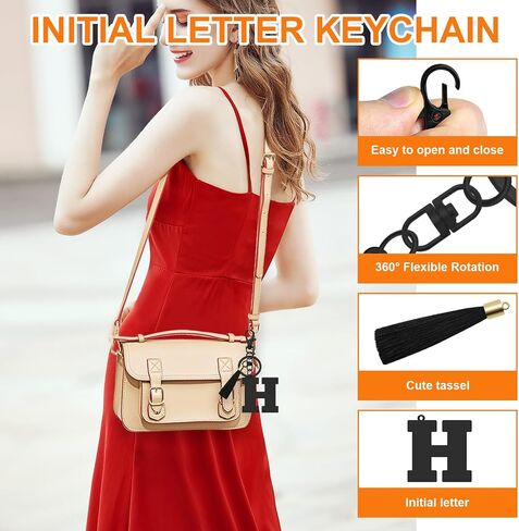Oubaka Initial letter Keychains for Women,Alphabet Keychains with Tassel for Backpacks Handbags Car Key Christmas Gifts in Saudi Arabia