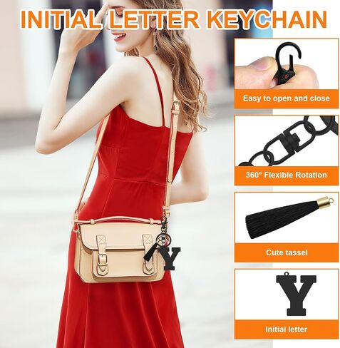 Oubaka Initial letter Keychains for Women,Alphabet Keychains with Tassel for Backpacks Handbags Car Key Christmas Gifts in Saudi Arabia