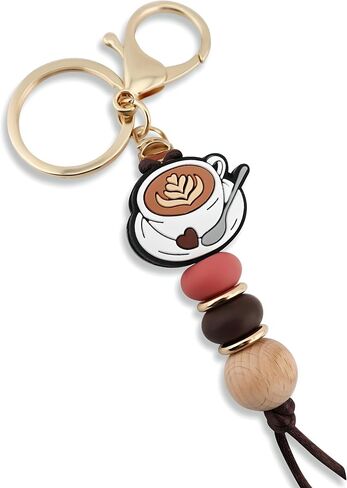 Coffee Cup Silicone Beads Keychain for Women and Men Cute Key Chain Holder for Car Keys Purse Backpack Charm in Kuwait