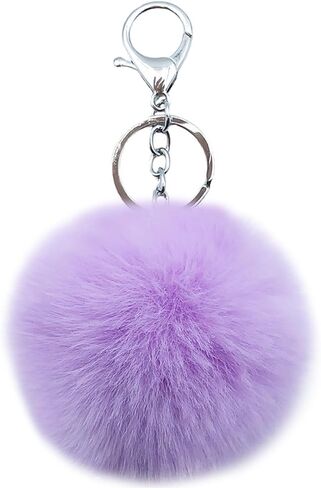 Unpafcxddyig 16 Pieces Pom Pom Keychains Soft Faux Rabbit Fur Fluffy Ball Pompoms Keyring for Women Bag Accessories in Kuwait