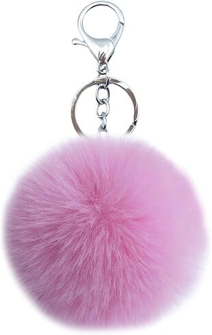 Unpafcxddyig 16 Pieces Pom Pom Keychains Soft Faux Rabbit Fur Fluffy Ball Pompoms Keyring for Women Bag Accessories in Kuwait