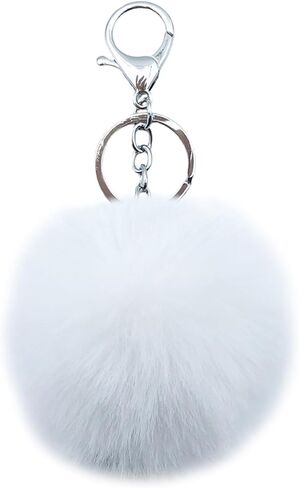 Unpafcxddyig 16 Pieces Pom Pom Keychains Soft Faux Rabbit Fur Fluffy Ball Pompoms Keyring for Women Bag Accessories in Kuwait