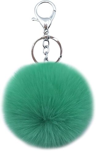 Unpafcxddyig 16 Pieces Pom Pom Keychains Soft Faux Rabbit Fur Fluffy Ball Pompoms Keyring for Women Bag Accessories in Kuwait