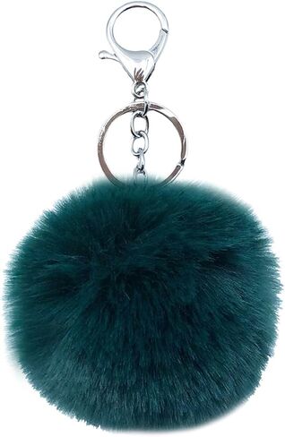 Unpafcxddyig 16 Pieces Pom Pom Keychains Soft Faux Rabbit Fur Fluffy Ball Pompoms Keyring for Women Bag Accessories in Kuwait