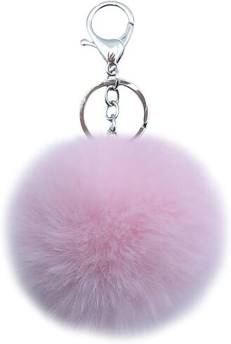 Unpafcxddyig 16 Pieces Pom Pom Keychains Soft Faux Rabbit Fur Fluffy Ball Pompoms Keyring for Women Bag Accessories in Kuwait