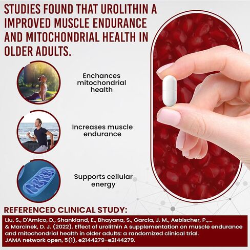 Anti-Aging Urolithin A Supplement - Pure & Powerful Antioxidant Protection Mitochondrial Supplements - Natural Energy Boost - Mitochondrial Health & Cell Repair Support for Men & Women - 60 Caps in Saudi Arabia