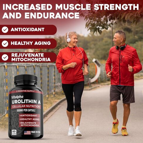 Anti-Aging Urolithin A Supplement - Pure & Powerful Antioxidant Protection Mitochondrial Supplements - Natural Energy Boost - Mitochondrial Health & Cell Repair Support for Men & Women - 60 Caps in Saudi Arabia