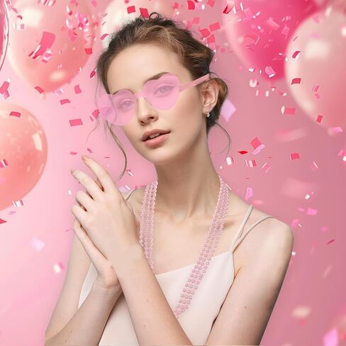 24Pcs Mardi Gras Beads Necklaces Heart Sunglasses Beaded Necklaces Heart Glasses 80s Costume Accessories for Carnival in Saudi Arabia