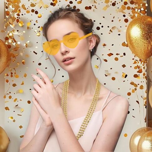 24Pcs Mardi Gras Beads Necklaces Heart Sunglasses Beaded Necklaces Heart Glasses 80s Costume Accessories for Carnival in Saudi Arabia
