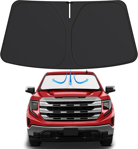 Windshield Sunshade for GMC Seirra - 2024 Upgrade Front Car Shades, Foldable Sun Shade Protector Custom Fit 2019-2024 GMC Sierra 1500 2500 3500 SLT, AT4, Denali Pickup Accessories in Kuwait