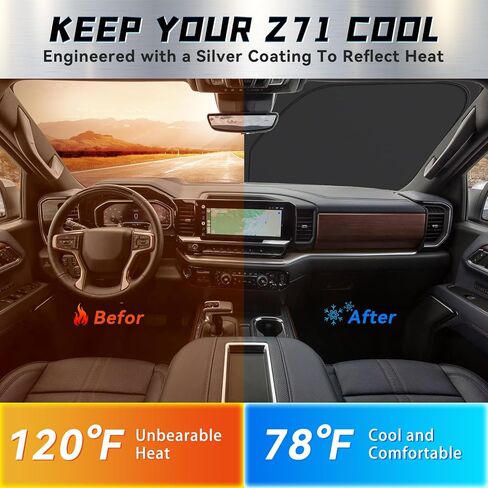 Windshield Sunshade for GMC Seirra - 2024 Upgrade Front Car Shades, Foldable Sun Shade Protector Custom Fit 2019-2024 GMC Sierra 1500 2500 3500 SLT, AT4, Denali Pickup Accessories in Kuwait