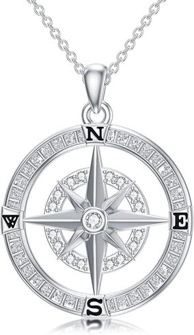 Natural Diamond Compass/Celtic Knot Compass Necklace for Women Sterling Silver Nautical Travel Necklace Graduation Jewelry Gift for Her in Kuwait