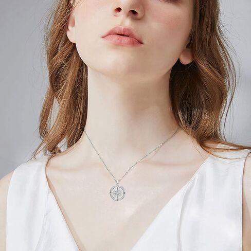 Natural Diamond Compass/Celtic Knot Compass Necklace for Women Sterling Silver Nautical Travel Necklace Graduation Jewelry Gift for Her in Kuwait