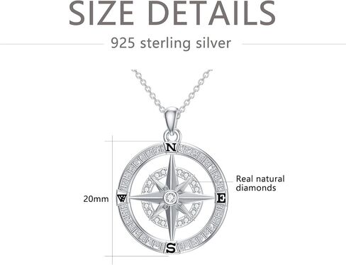Natural Diamond Compass/Celtic Knot Compass Necklace for Women Sterling Silver Nautical Travel Necklace Graduation Jewelry Gift for Her in Kuwait