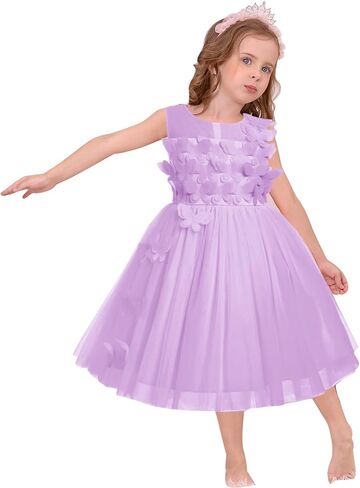 OBEEII Butterfly Dress for Girls Toddler Flower Girl Dress 3D Butterfly High-Low Tulle Birthday Party Dress in Saudi Arabia
