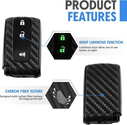 2 Pcs Key Fob Case Carbon Fiber Pattern Silicone Cover Compatible with Toyota Prius 3 Button Keyless Entry Remote in Kuwait