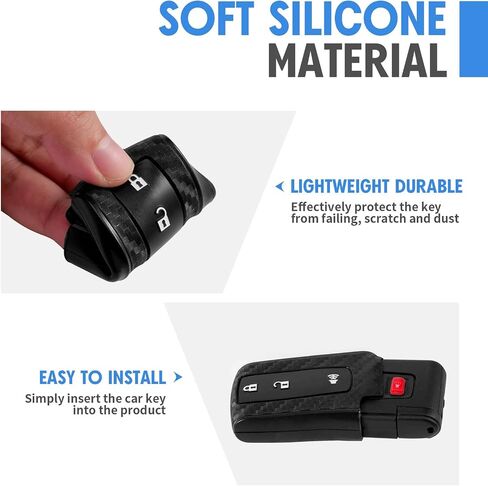2 Pcs Key Fob Case Carbon Fiber Pattern Silicone Cover Compatible with Toyota Prius 3 Button Keyless Entry Remote in Kuwait