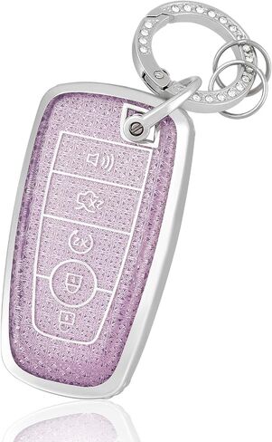 for Ford Key Fob Cover with Keychain, Soft TPU Protection Fob Case Compatible with Explorer Fusion Escape Edge Expedition F150 F250 F350 F450 F550 Maverick Mustang Smart Key, Purple in Saudi Arabia