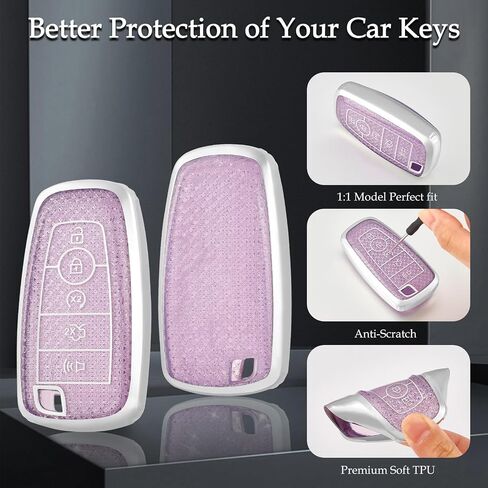 for Ford Key Fob Cover with Keychain, Soft TPU Protection Fob Case Compatible with Explorer Fusion Escape Edge Expedition F150 F250 F350 F450 F550 Maverick Mustang Smart Key, Purple in Saudi Arabia