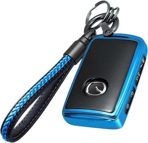 Lcyam Key Fob Cover Case Key Holder with Leather Keychain for Mazda 2024 2022 2023 3 6 CX-30 CX-5 CX-9 (Rose Gold) in Saudi Arabia