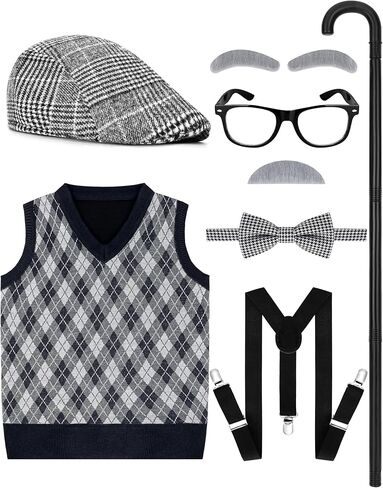 زي المدرسة المائة يوم، زي الرجل العجوز للأولاد، إكسسوارات قبعة، زي تنكري للأطفال في اليوم المائة من المدرسة in Kuwait