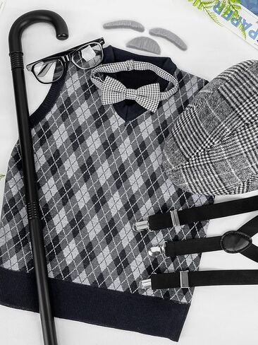 زي المدرسة المائة يوم، زي الرجل العجوز للأولاد، إكسسوارات قبعة، زي تنكري للأطفال في اليوم المائة من المدرسة in Kuwait