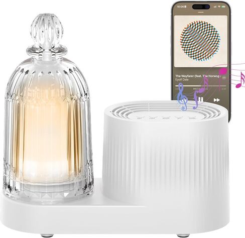 Glass Essential Oil Diffuser with Bluetooth Speaker, Cool Mist Humidifier with 7 Colors Lights Changing, Auto-Off Feature for Large Room Home Office 350ml in Saudi Arabia