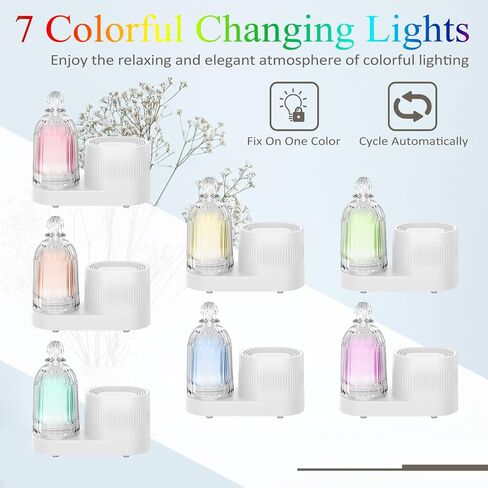 Glass Essential Oil Diffuser with Bluetooth Speaker, Cool Mist Humidifier with 7 Colors Lights Changing, Auto-Off Feature for Large Room Home Office 350ml in Saudi Arabia