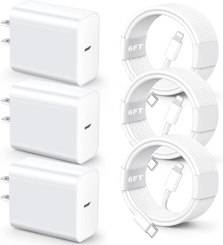for iPhone 14 13 12 11 Fast Charger, [MFi Certified] 3 Pack 20W USB C Charger Block with 3FT&6FT&10FT USB C to ightning Fast Charging Cable Compatible with iPhone 14/13/12/11/Pro/Pro Max/Xs/Xr/X in Saudi Arabia