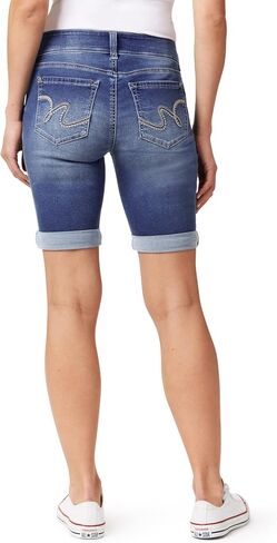 WallFlower Women's Ultra Denim Bermuda Shorts 9" Mid-Rise Insta Soft Juniors (Available in Plus Sizes) in Saudi Arabia