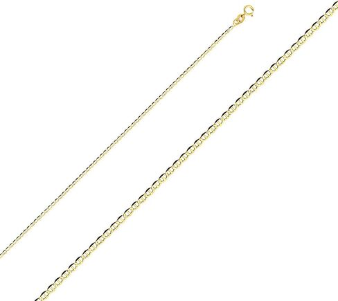 Jewels By Lux 14K White and Yellow Gold Two Tone Flat Mariner White Pave C Chain Necklace With Lobster Claw Clasp in Saudi Arabia