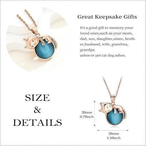Urn Necklace for Ashes Cat Moonstone Cremation Jewelry for Pet Human Stainless Steel Memorial Urn Jewelry Keepsake Pendant for Women Men Gifts in Saudi Arabia